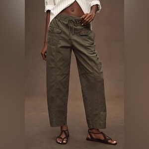 NWT! Anthropologie Moss Green Pilcro Utility Drawstring Pocket Pants - Size XS 🔎